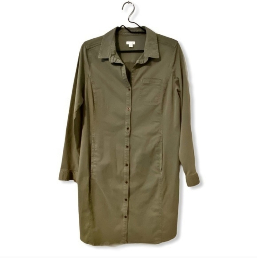 J.Jill live n chino green button down dress - Picture 2 of 3